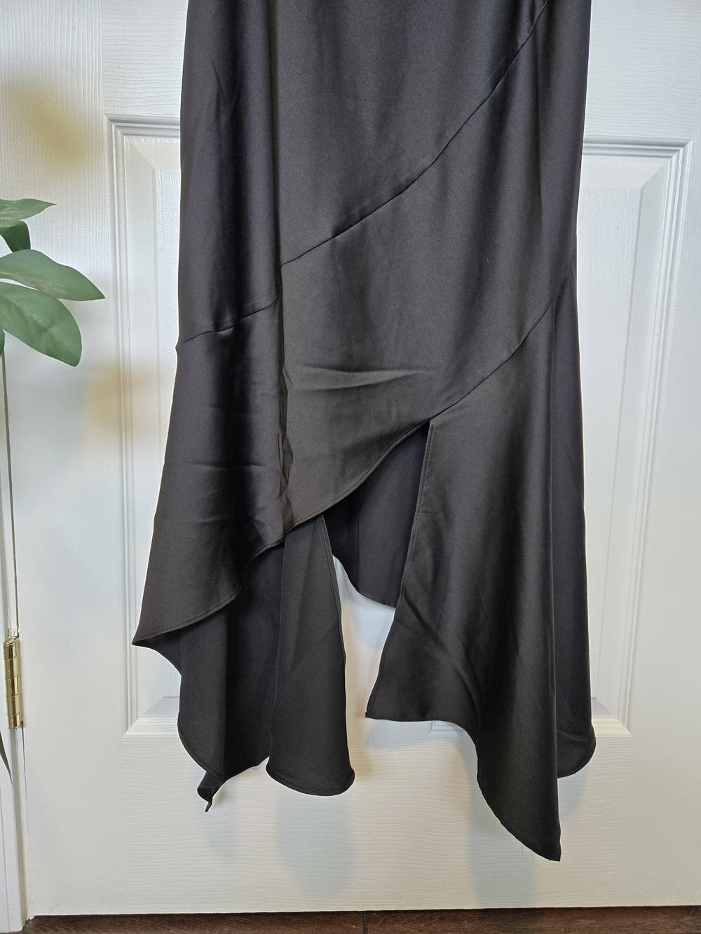 Black Slip Dress with Handkerchief Hem, sz L - Picture 2 of 4